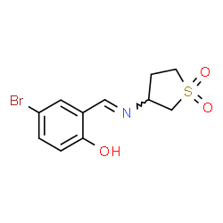 ChemSpider 2D Image | 4-Bromo-2-{(E)-[(1,1-dioxidotetrahydro-3-thiophenyl)imino]methyl}phenol | C11H12BrNO3S