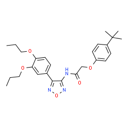 ChemSpider 2D Image | 2-(4-tert-butylphenoxy)-N-[4-(3,4-dipropoxyphenyl)-1,2,5-oxadiazol-3-yl]acetamide | C26H33N3O5