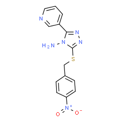 ChemSpider 2D Image | 3-[(4-Nitrobenzyl)sulfanyl]-5-(3-pyridinyl)-4H-1,2,4-triazol-4-amine | C14H12N6O2S