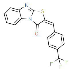 ChemSpider 2D Image | (2E)-2-[4-(Trifluoromethyl)benzylidene][1,3]thiazolo[3,2-a]benzimidazol-3(2H)-one | C17H9F3N2OS