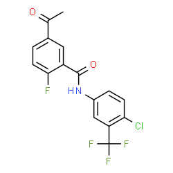 ChemSpider 2D Image | 5-Acetyl-N-[4-chloro-3-(trifluoromethyl)phenyl]-2-fluorobenzamide | C16H10ClF4NO2