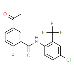 ChemSpider 2D Image | 5-Acetyl-N-[4-chloro-2-(trifluoromethyl)phenyl]-2-fluorobenzamide | C16H10ClF4NO2
