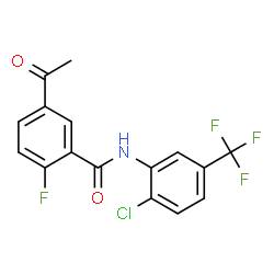 ChemSpider 2D Image | 5-Acetyl-N-[2-chloro-5-(trifluoromethyl)phenyl]-2-fluorobenzamide | C16H10ClF4NO2