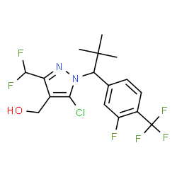 ChemSpider 2D Image | [5-Chloro-3-(difluoromethyl)-1-{1-[3-fluoro-4-(trifluoromethyl)phenyl]-2,2-dimethylpropyl}-1H-pyrazol-4-yl]methanol | C17H17ClF6N2O