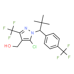 ChemSpider 2D Image | [5-Chloro-1-{2,2-dimethyl-1-[4-(trifluoromethyl)phenyl]propyl}-3-(trifluoromethyl)-1H-pyrazol-4-yl]methanol | C17H17ClF6N2O