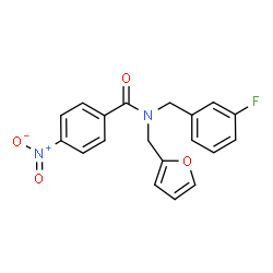 ChemSpider 2D Image | N-(3-Fluorobenzyl)-N-(2-furylmethyl)-4-nitrobenzamide | C19H15FN2O4
