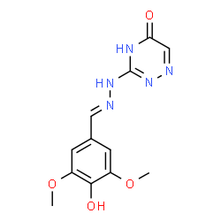 ChemSpider 2D Image | 3-[(2E)-2-(4-Hydroxy-3,5-dimethoxybenzylidene)hydrazino]-1,2,4-triazin-5(2H)-one | C12H13N5O4