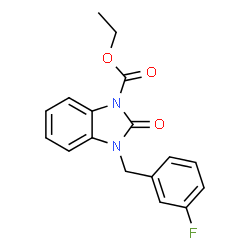 ChemSpider 2D Image | Ethyl 3-(3-fluorobenzyl)-2-oxo-2,3-dihydro-1H-benzimidazole-1-carboxylate | C17H15FN2O3