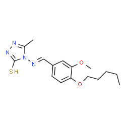 ChemSpider 2D Image | 4-({(E)-[3-Methoxy-4-(pentyloxy)phenyl]methylene}amino)-5-methyl-4H-1,2,4-triazole-3-thiol | C16H22N4O2S