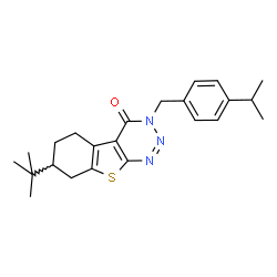 ChemSpider 2D Image | 7-tert-Butyl-3-(4-isopropylbenzyl)-5,6,7,8-tetrahydro[1]benzothieno[2,3-d][1,2,3]triazin-4(3H)-one | C23H29N3OS