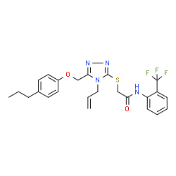ChemSpider 2D Image | 2-({4-Allyl-5-[(4-propylphenoxy)methyl]-4H-1,2,4-triazol-3-yl}sulfanyl)-N-[2-(trifluoromethyl)phenyl]acetamide | C24H25F3N4O2S