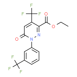 ChemSpider 2D Image | Ethyl 6-oxo-4-(trifluoromethyl)-1-[3-(trifluoromethyl)phenyl]-1,6-dihydro-3-pyridazinecarboxylate | C15H10F6N2O3