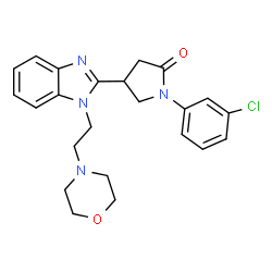 ChemSpider 2D Image | 1-(3-Chlorophenyl)-4-{1-[2-(4-morpholinyl)ethyl]-1H-benzimidazol-2-yl}-2-pyrrolidinone | C23H25ClN4O2