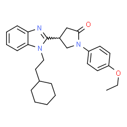 ChemSpider 2D Image | 4-[1-(2-Cyclohexylethyl)-1H-benzimidazol-2-yl]-1-(4-ethoxyphenyl)-2-pyrrolidinone | C27H33N3O2