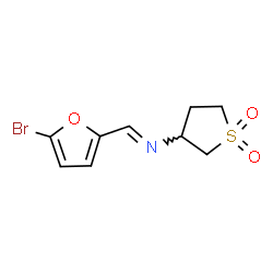 ChemSpider 2D Image | N-[(E)-(5-Bromo-2-furyl)methylene]tetrahydrothiophen-3-amine 1,1-dioxide | C9H10BrNO3S