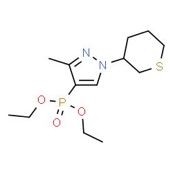 ChemSpider 2D Image | Diethyl [3-methyl-1-(tetrahydro-2H-thiopyran-3-yl)-1H-pyrazol-4-yl]phosphonate | C13H23N2O3PS