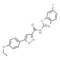 ChemSpider 2D Image | 5-(4-Ethoxyphenyl)-N-(6-fluoro-1,3-benzothiazol-2-yl)-1,2-oxazole-3-carboxamide | C19H14FN3O3S