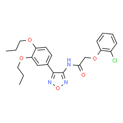ChemSpider 2D Image | 2-(2-Chlorophenoxy)-N-[4-(3,4-dipropoxyphenyl)-1,2,5-oxadiazol-3-yl]acetamide | C22H24ClN3O5