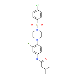 ChemSpider 2D Image | N-(4-{4-[(4-Chlorophenyl)sulfonyl]-1-piperazinyl}-3-fluorophenyl)-3-methylbutanamide | C21H25ClFN3O3S