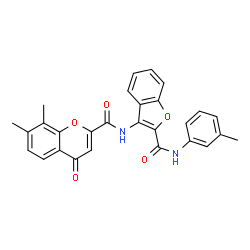 ChemSpider 2D Image | 7,8-Dimethyl-N-{2-[(3-methylphenyl)carbamoyl]-1-benzofuran-3-yl}-4-oxo-4H-chromene-2-carboxamide | C28H22N2O5