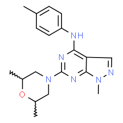 ChemSpider 2D Image | 6-(2,6-dimethylmorpholin-4-yl)-1-methyl-N-(4-methylphenyl)pyrazolo[3,4-d]pyrimidin-4-amine | C19H24N6O