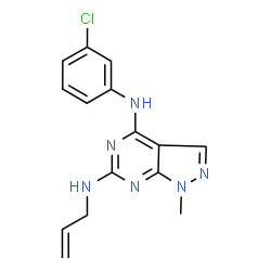 ChemSpider 2D Image | N~6~-Allyl-N~4~-(3-chlorophenyl)-1-methyl-1H-pyrazolo[3,4-d]pyrimidine-4,6-diamine | C15H15ClN6
