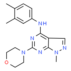 ChemSpider 2D Image | N-(3,4-dimethylphenyl)-1-methyl-6-(morpholin-4-yl)pyrazolo[3,4-d]pyrimidin-4-amine | C18H22N6O