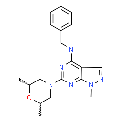 ChemSpider 2D Image | N-benzyl-6-(2,6-dimethylmorpholin-4-yl)-1-methylpyrazolo[3,4-d]pyrimidin-4-amine | C19H24N6O