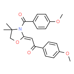 ChemSpider 2D Image | (2Z)-2-[3-(4-Methoxybenzoyl)-4,4-dimethyl-1,3-oxazolidin-2-ylidene]-1-(4-methoxyphenyl)ethanone | C22H23NO5