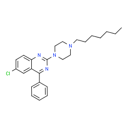 ChemSpider 2D Image | 6-Chloro-2-(4-heptyl-1-piperazinyl)-4-phenylquinazoline | C25H31ClN4