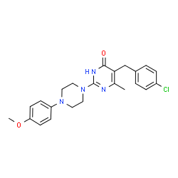 ChemSpider 2D Image | 5-(4-Chlorobenzyl)-2-[4-(4-methoxyphenyl)-1-piperazinyl]-6-methyl-4(1H)-pyrimidinone | C23H25ClN4O2