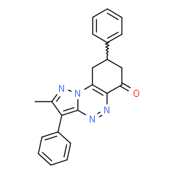 ChemSpider 2D Image | 2-Methyl-3,8-diphenyl-8,9-dihydropyrazolo[5,1-c][1,2,4]benzotriazin-6(7H)-one | C22H18N4O