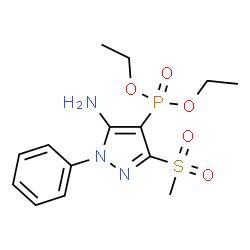 ChemSpider 2D Image | Diethyl [5-amino-3-(methylsulfonyl)-1-phenyl-1H-pyrazol-4-yl]phosphonate | C14H20N3O5PS