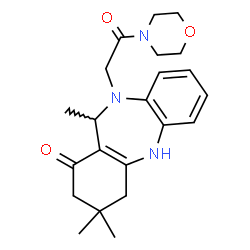 ChemSpider 2D Image | 3,3,11-Trimethyl-10-[2-(4-morpholinyl)-2-oxoethyl]-2,3,4,5,10,11-hexahydro-1H-dibenzo[b,e][1,4]diazepin-1-one | C22H29N3O3