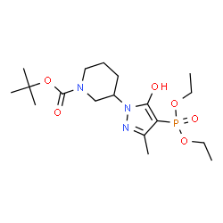ChemSpider 2D Image | 2-Methyl-2-propanyl 3-[4-(diethoxyphosphoryl)-5-hydroxy-3-methyl-1H-pyrazol-1-yl]-1-piperidinecarboxylate | C18H32N3O6P