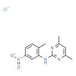 ChemSpider 2D Image | 2-Pyrimidinamine, 4,6-dimethyl-N-(2-methyl-5-nitrophenyl)-, chloride (1:1) | C13H14ClN4O2