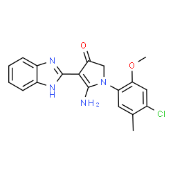 ChemSpider 2D Image | 5-Amino-4-(1H-benzimidazol-2-yl)-1-(4-chloro-2-methoxy-5-methylphenyl)-1,2-dihydro-3H-pyrrol-3-one | C19H17ClN4O2