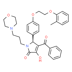 ChemSpider 2D Image | 4-Benzoyl-3-hydroxy-5-{4-[2-(2-methylphenoxy)ethoxy]phenyl}-1-[3-(4-morpholinyl)propyl]-1,5-dihydro-2H-pyrrol-2-one | C33H36N2O6