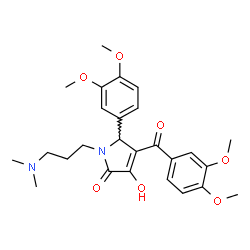 ChemSpider 2D Image | 4-(3,4-Dimethoxybenzoyl)-5-(3,4-dimethoxyphenyl)-1-[3-(dimethylamino)propyl]-3-hydroxy-1,5-dihydro-2H-pyrrol-2-one | C26H32N2O7