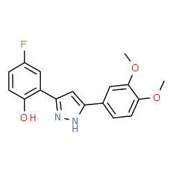 ChemSpider 2D Image | 2-[5-(3,4-Dimethoxyphenyl)-1H-pyrazol-3-yl]-4-fluorophenol | C17H15FN2O3