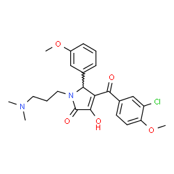 ChemSpider 2D Image | 4-(3-Chloro-4-methoxybenzoyl)-1-[3-(dimethylamino)propyl]-3-hydroxy-5-(3-methoxyphenyl)-1,5-dihydro-2H-pyrrol-2-one | C24H27ClN2O5