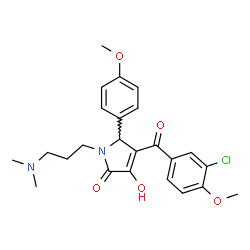 ChemSpider 2D Image | 4-(3-Chloro-4-methoxybenzoyl)-1-[3-(dimethylamino)propyl]-3-hydroxy-5-(4-methoxyphenyl)-1,5-dihydro-2H-pyrrol-2-one | C24H27ClN2O5