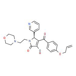 ChemSpider 2D Image | 4-[4-(Allyloxy)benzoyl]-3-hydroxy-1-[2-(4-morpholinyl)ethyl]-5-(3-pyridinyl)-1,5-dihydro-2H-pyrrol-2-one | C25H27N3O5