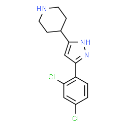 ChemSpider 2D Image | 3-(2,4-dichlorophenyl)-5-(4-piperidyl)pyrazole | C14H15Cl2N3