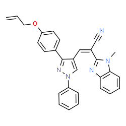 ChemSpider 2D Image | (2Z)-3-{3-[4-(Allyloxy)phenyl]-1-phenyl-1H-pyrazol-4-yl}-2-(1-methyl-1H-benzimidazol-2-yl)acrylonitrile | C29H23N5O