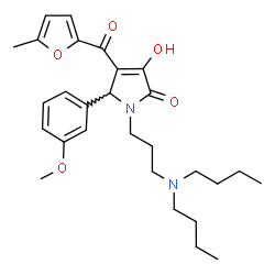 ChemSpider 2D Image | 1-[3-(Dibutylamino)propyl]-3-hydroxy-5-(3-methoxyphenyl)-4-(5-methyl-2-furoyl)-1,5-dihydro-2H-pyrrol-2-one | C28H38N2O5