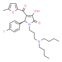 ChemSpider 2D Image | 1-[3-(Dibutylamino)propyl]-5-(4-fluorophenyl)-3-hydroxy-4-(5-methyl-2-furoyl)-1,5-dihydro-2H-pyrrol-2-one | C27H35FN2O4