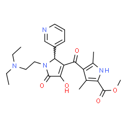ChemSpider 2D Image | Methyl 4-({1-[2-(diethylamino)ethyl]-4-hydroxy-5-oxo-2-(3-pyridinyl)-2,5-dihydro-1H-pyrrol-3-yl}carbonyl)-3,5-dimethyl-1H-pyrrole-2-carboxylate | C24H30N4O5