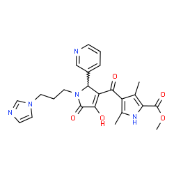 ChemSpider 2D Image | Methyl 4-({4-hydroxy-1-[3-(1H-imidazol-1-yl)propyl]-5-oxo-2-(3-pyridinyl)-2,5-dihydro-1H-pyrrol-3-yl}carbonyl)-3,5-dimethyl-1H-pyrrole-2-carboxylate | C24H25N5O5