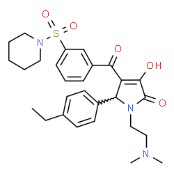 ChemSpider 2D Image | 1-[2-(Dimethylamino)ethyl]-5-(4-ethylphenyl)-3-hydroxy-4-[3-(1-piperidinylsulfonyl)benzoyl]-1,5-dihydro-2H-pyrrol-2-one | C28H35N3O5S